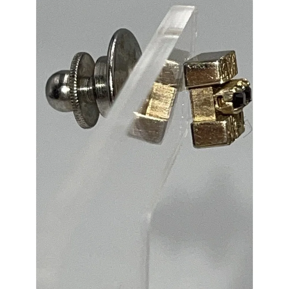 Sarah‎ Coventry ?   Rhinestone Cufflinks and Tie Clip Brushed Gold 3pc